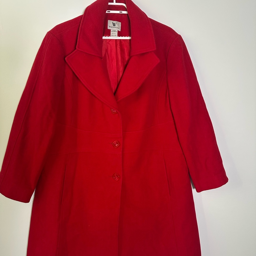 Worthington Vibrant Red Trench Coat
